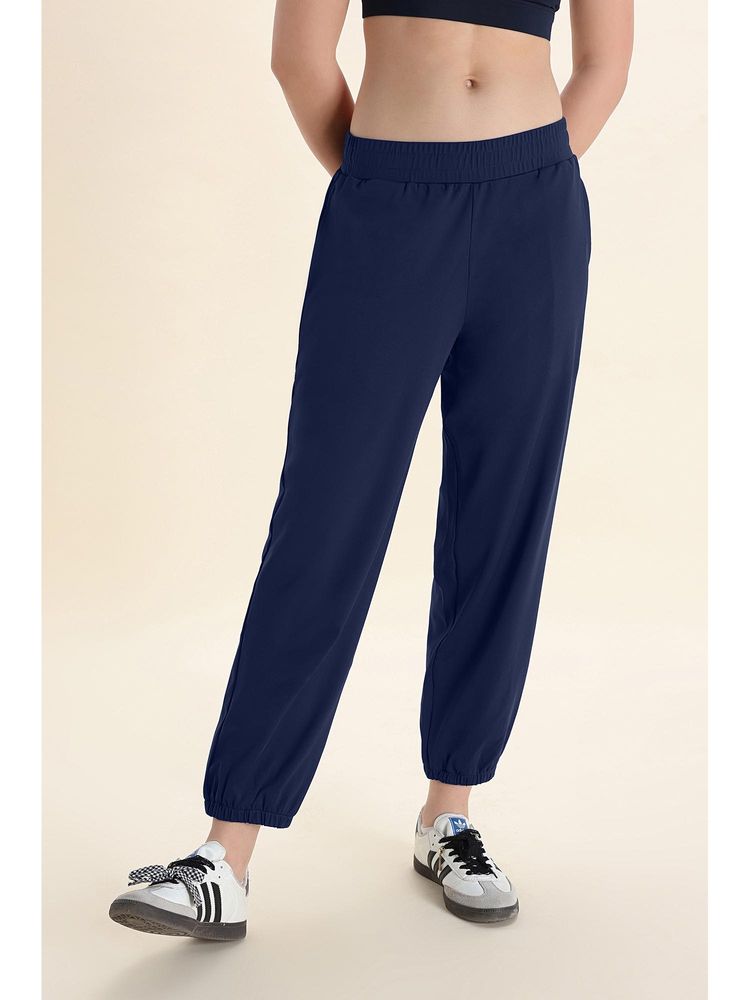 Zivame Navy Blue Polyester Blend Solid Joggers-picture-17