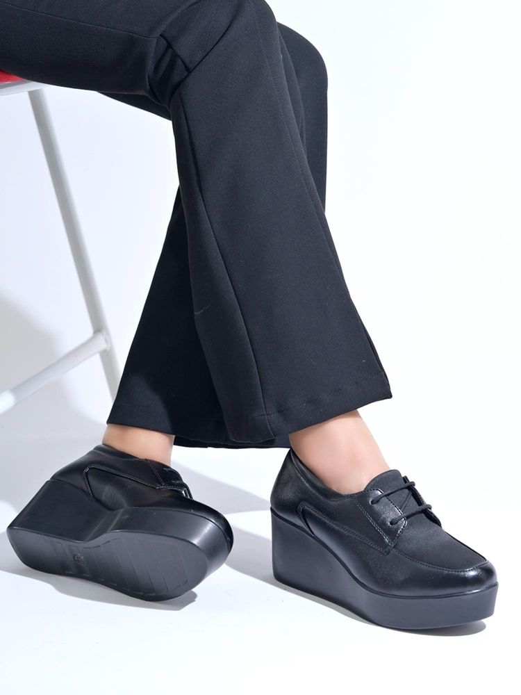 HVNLY by Shoetopia Black Office Loafers for Women-image-46