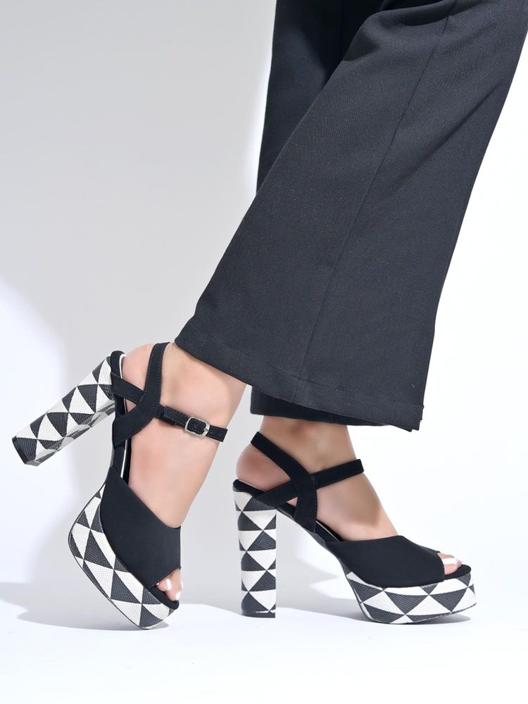 HVNLY by Shoetopia Womens Black 5 Inch High Sandals Heels-picture-14