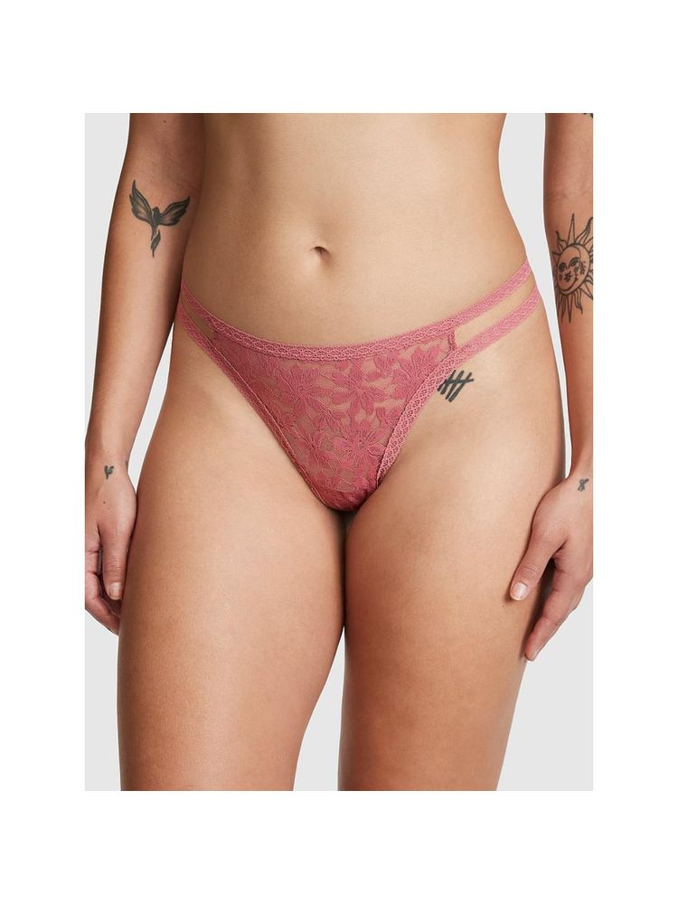 Victoria's Secret PINK Lace Strappy Thong Panty - Red-image-24