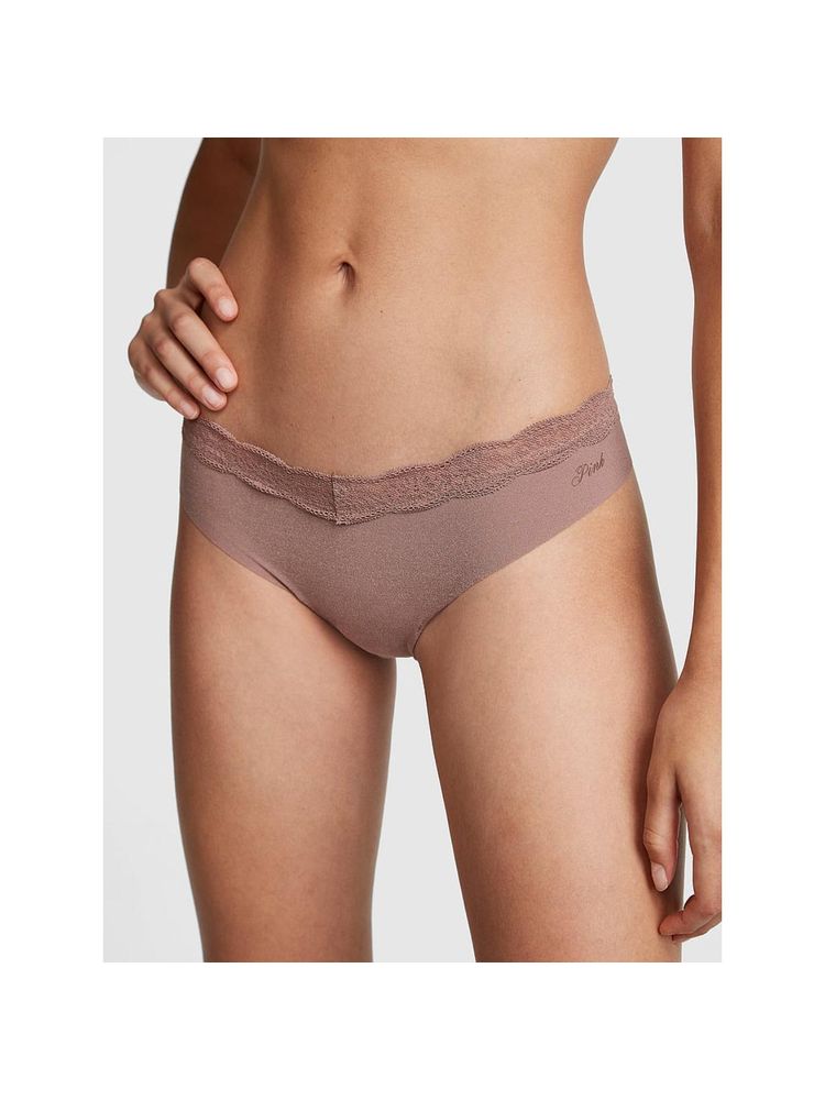 victoria's secret intimates Victoria's Secret PINK No-Show Lace-Trim Thong Panty - Brown-picture-18
