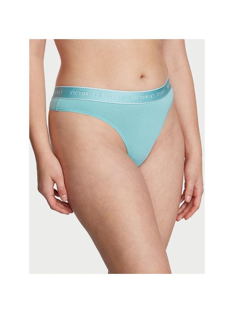 victoria's secret intimates Victoria's Secret Blue Cotton Logo Cotton Thong Panty-picture-35