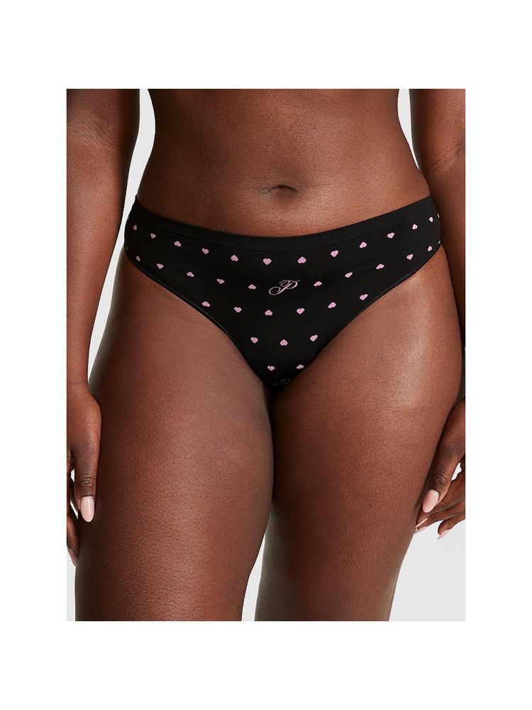 Victoria's Secret PINK Seamless Thong Panty - Black-image-30