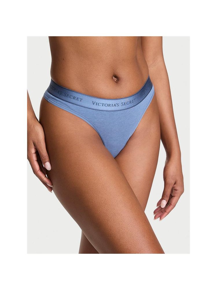 victoria's secret intimates Victoria's Secret Blue Cotton Logo Cotton Thong Panty-picture-22