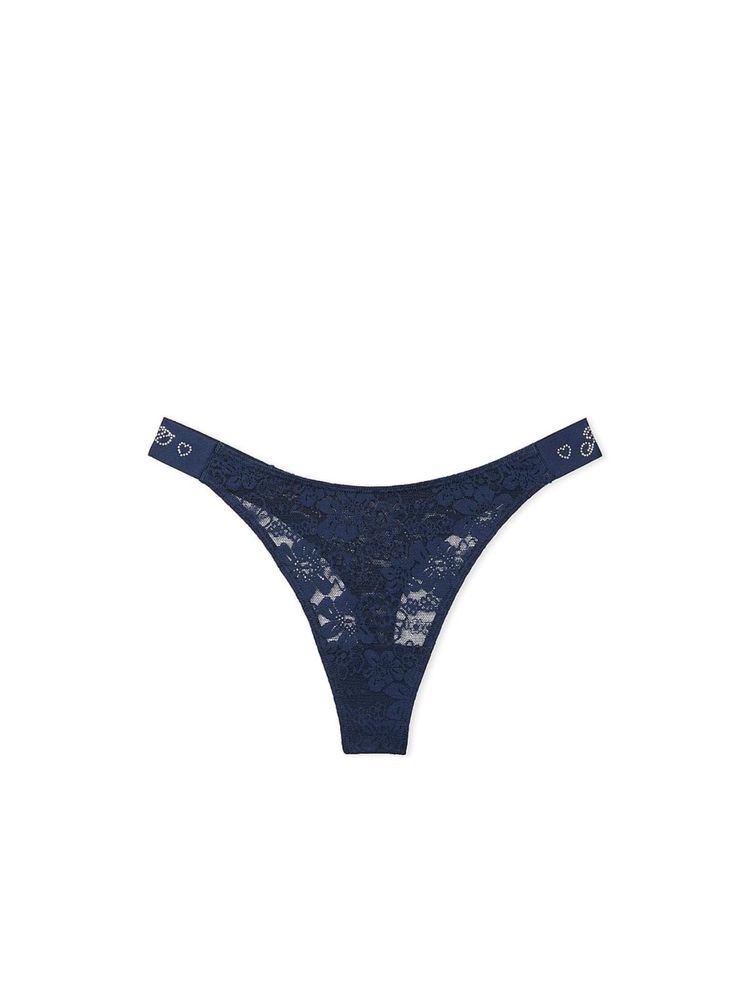 victoria's secret intimates Victoria's Secret PINK Wink Logo High-Leg Thong Panty - Blue-picture-29
