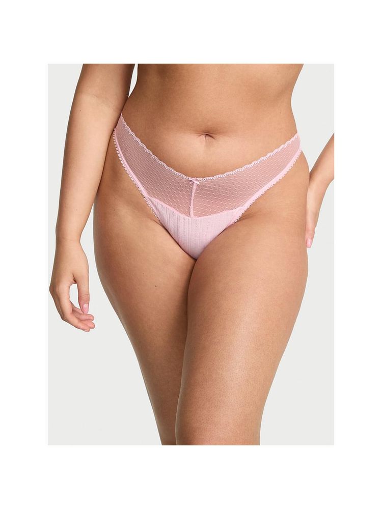 victoria's secret intimates Victoria's Secret Pink Lace Pointelle High-Leg Scoop Thong Panty-picture-19