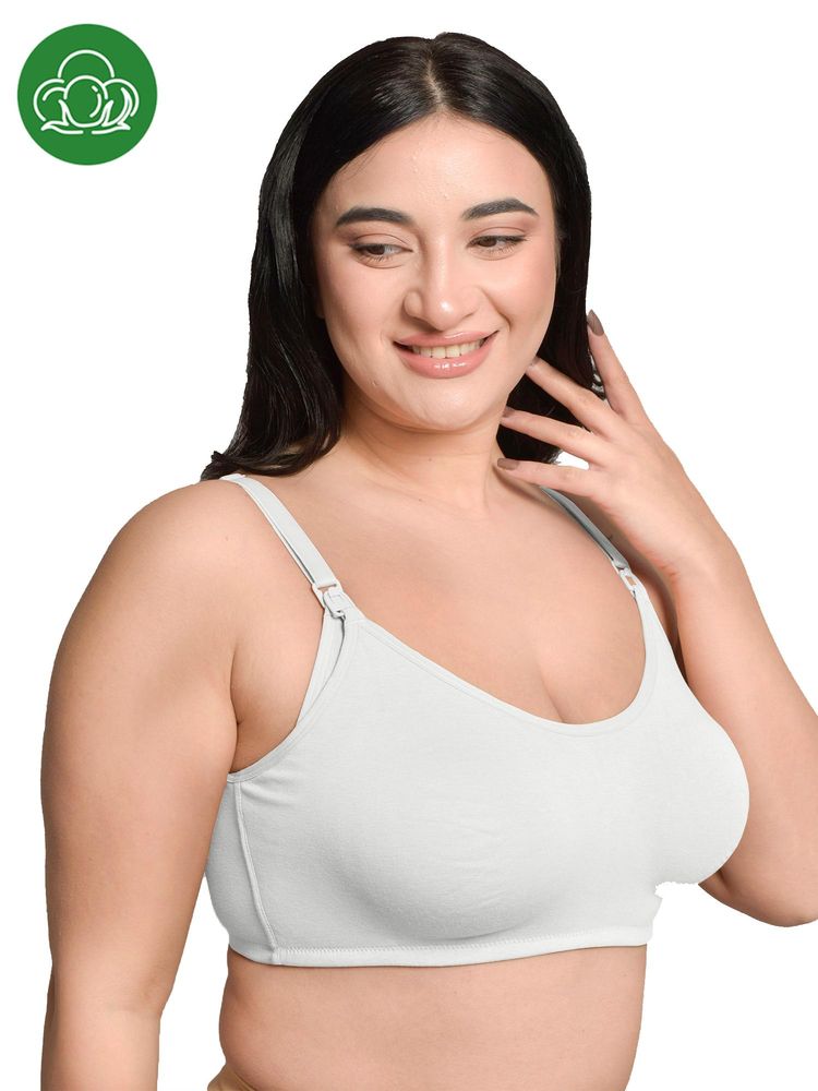 Inner Sense White Plus Size Non-Wired Non-Padded Maternity Bra-image-2