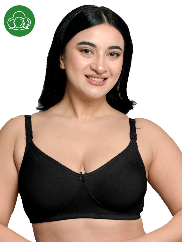 Inner Sense Black Plus Size Non-Wired Non-Padded Anti Odour Maternity Bra-picture-5