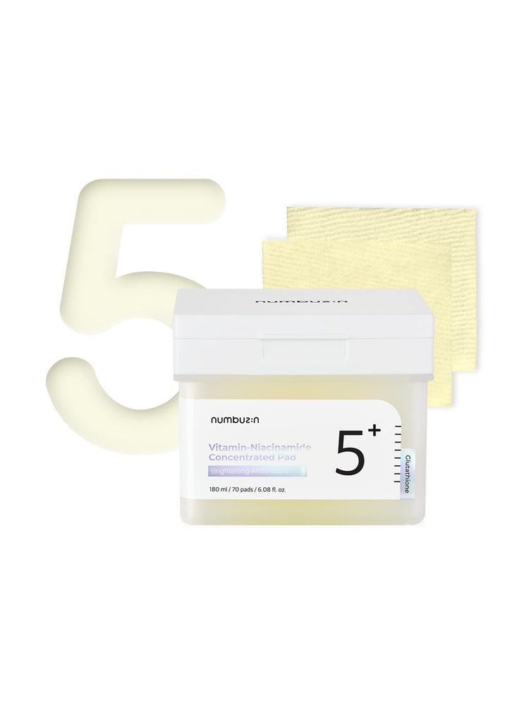 Numbuzin No.5 Vitamin-Niacinamide Concentrated Pad, Brightening Korean Toner Pads, TXA & Glutathione