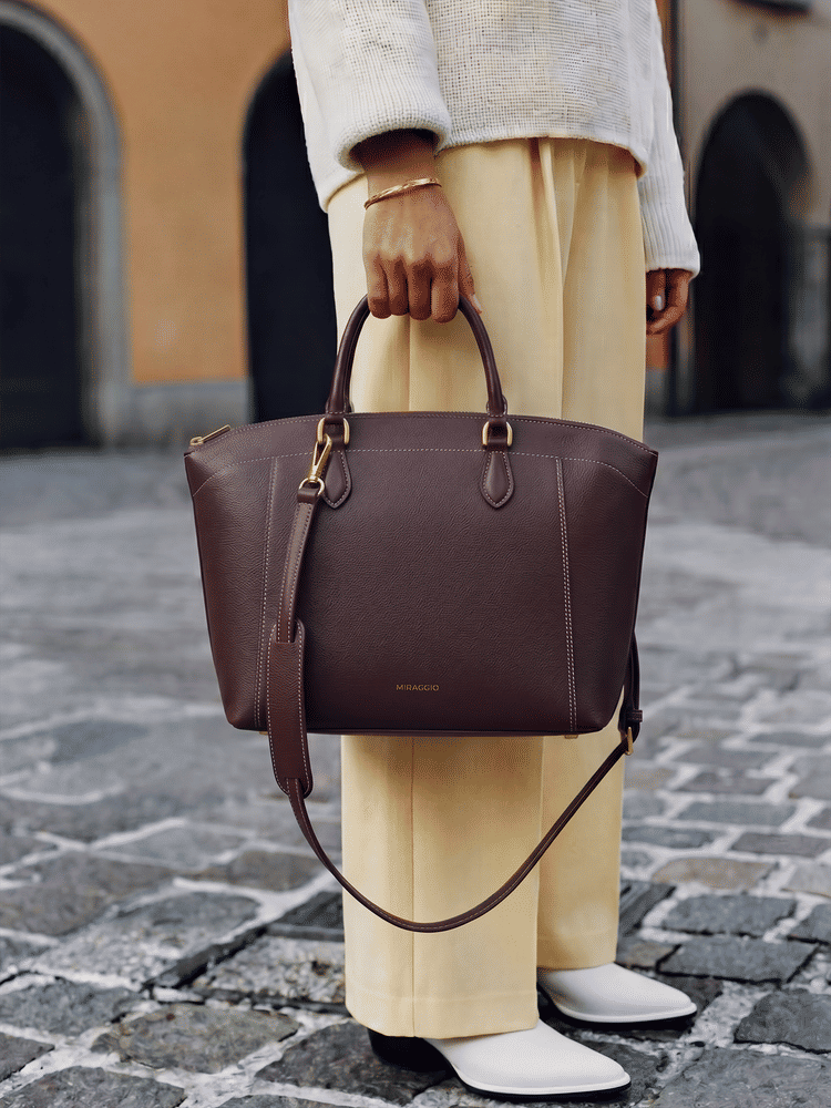 MIRAGGIO Josette Top Handle Satchel Bag With Detachable Strap - Wine-picture-12