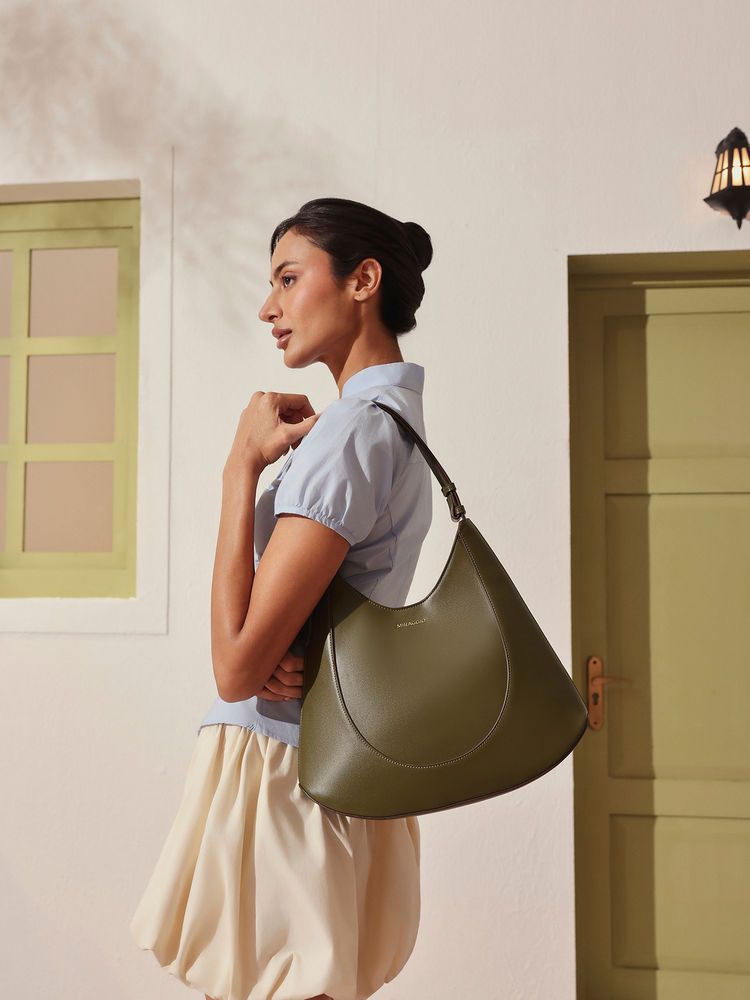MIRAGGIO Patty Hobo Green Handbag-image-12