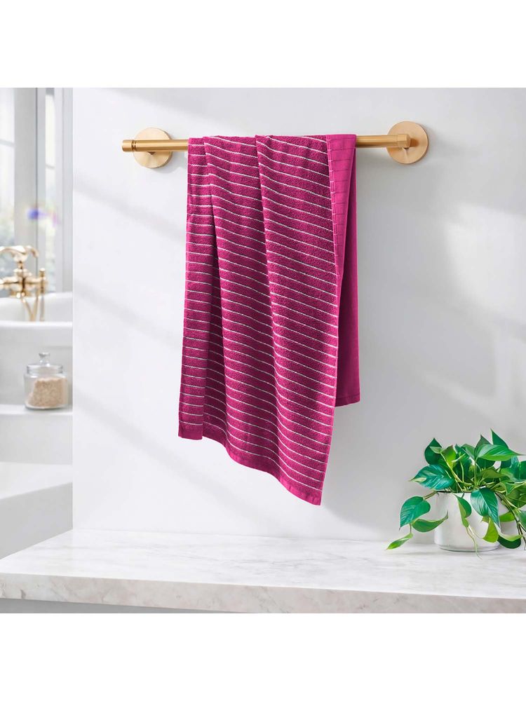 Welspun Purple 2-In-1 250 Gsm Dobby Weave Plain Hight Absorbent Bath Towel-picture-21
