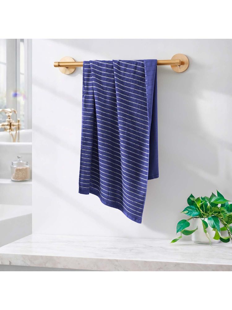 Welspun Navy Blue 2-In-1 250 Gsm Dobby Weave Plain Hight Absorbent Bath Towel-picture-18
