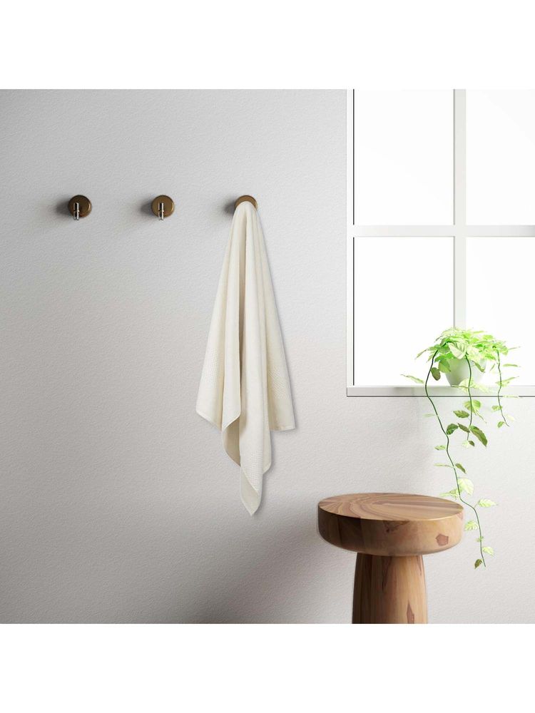SPACES Ivory Swift Dry Cotton 575 Gsm Dobby Weave Solid Premium Bath Towel-image-19