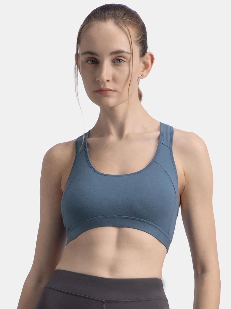 Jockey 1380 Wirefree Padded Cotton Elastane Active Bra - Frost-picture-22