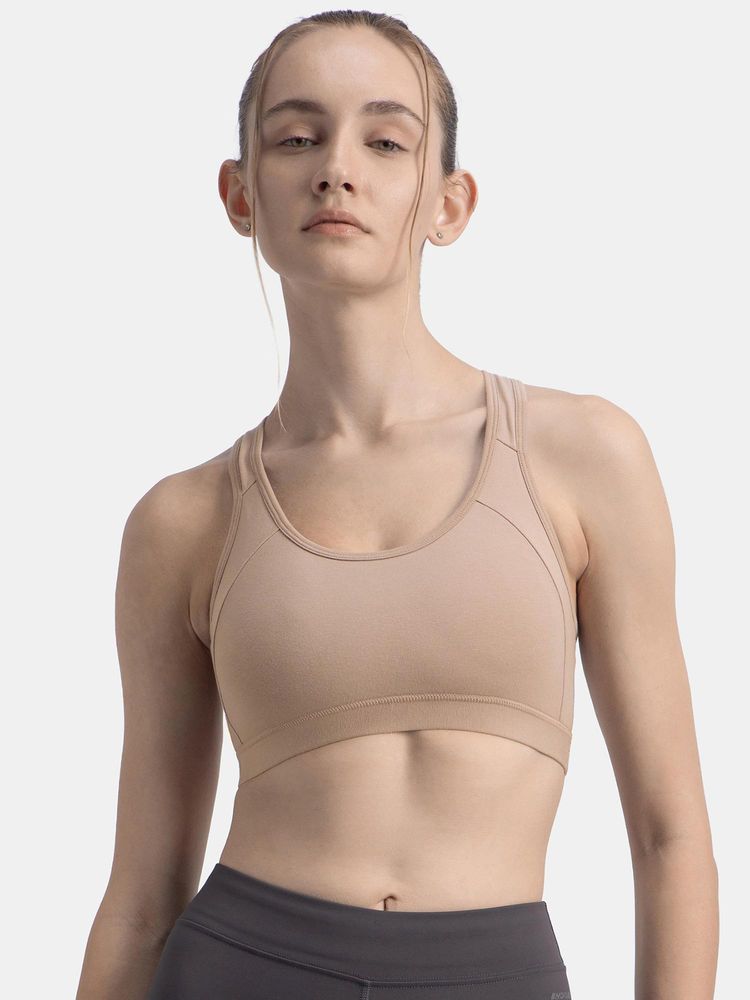 Jockey 1380 Wirefree Padded Cotton Elastane Active Bra - Mocha-picture-11