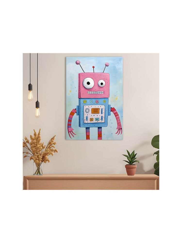 Dekorstation Pink Robot Wall Painting Colorful Cartoon Tech Inspired Painting-picture-11