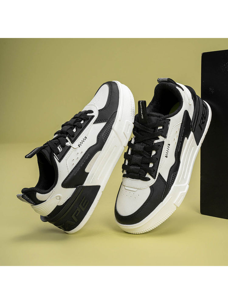 Red Tape Women Lace Up Round Toe Black and White Sneakers-picture-14