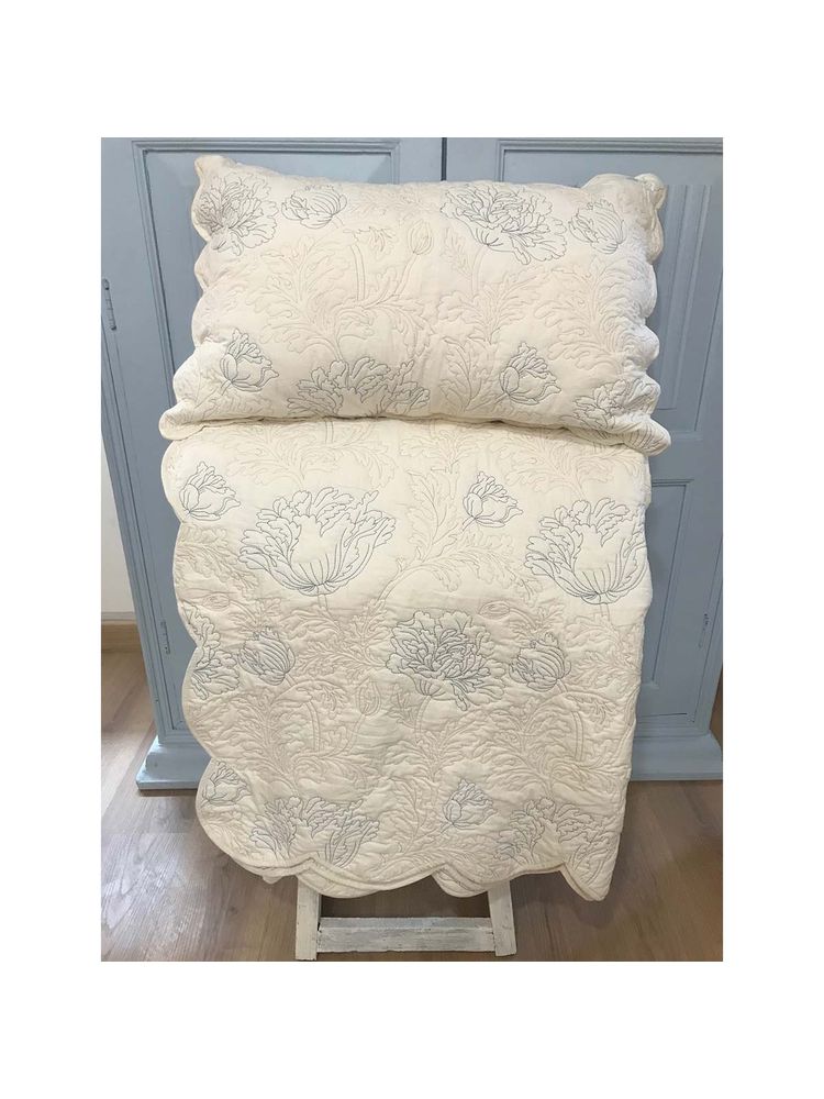 Belleven Florentina Cotton Embroidered Bedspread - Pearl-picture-11