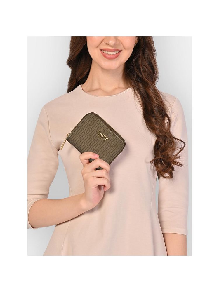 Lavie Luxe Womens Light Brown Mono Flap25 Zip Around Wallet (S)-image-1