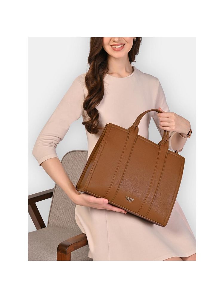 Lavie Luxe Womens Tan Cobs25 Satchel Bag with Detachable Strap-picture-13