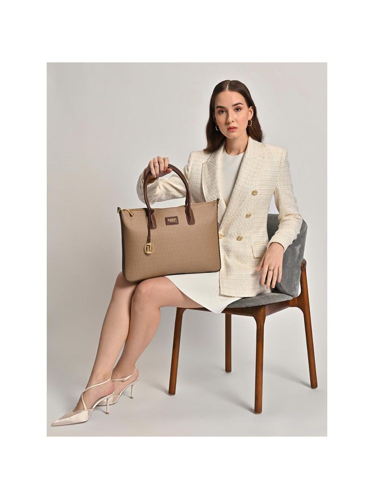 Lavie Luxe Beige Mono Raily25 Pro Women's Handbag (L)-image-26