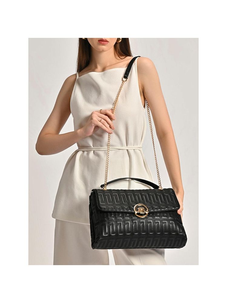 Lavie Luxe Black Women's Eden25 Flap Shoulder Bag (L)-image-14