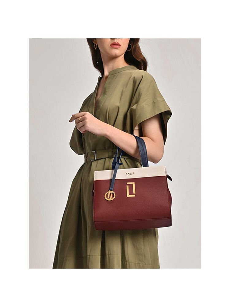 Lavie Luxe Red Gehry Women's Satchel Bag (M)-image-42