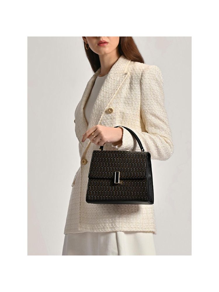 Lavie Luxe Black Mono Ipsy25 Women's Satchel Bag (M)-image-19