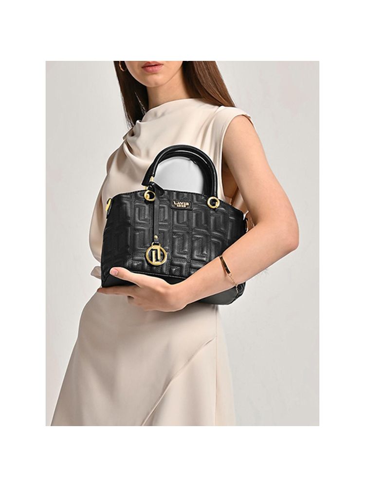 Lavie Luxe Black Women's Label25 Satchel Bag (S)-picture-17