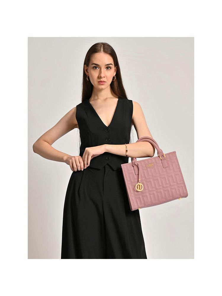 Lavie Luxe Pink Women's Quid 3 Compartment Satchel Bag (M)-image-19