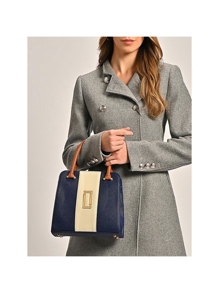 Womens Ashwa Satchel Bag Handbag Navy Blue (S)-image-6
