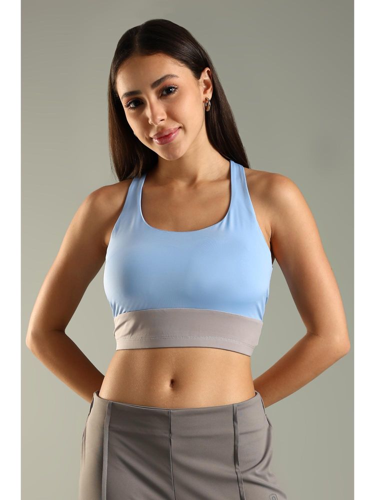 DOMIN8 Women Blue Elastic Waistband Colorblock Sports Bra-picture-27