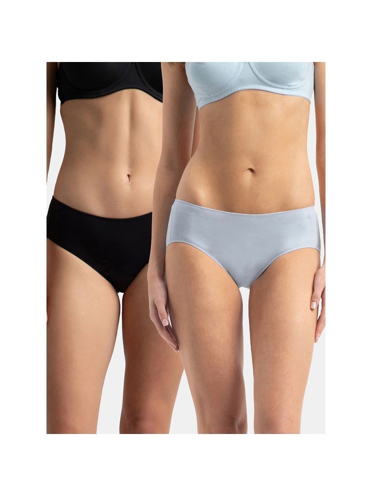 Jockey 1802 Women Micro Modal Elastane Hipster - Kentucky Blue and Black (Pack of 2)-image-11