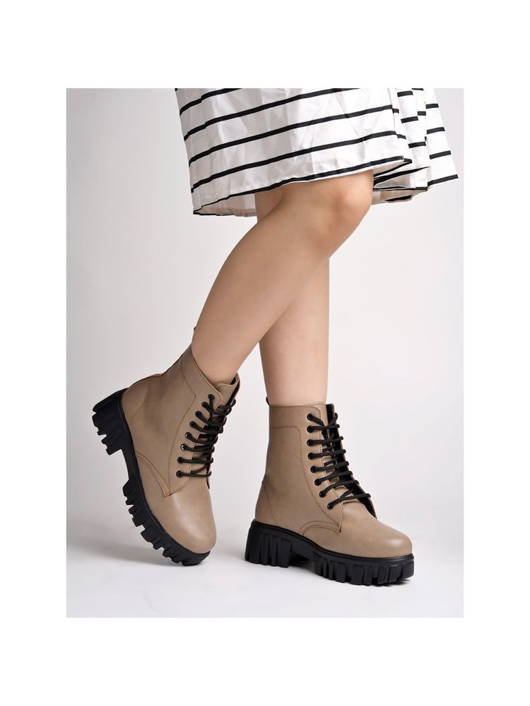 Shoetopia Smart Casual Mid Top Tan Boots-image-36