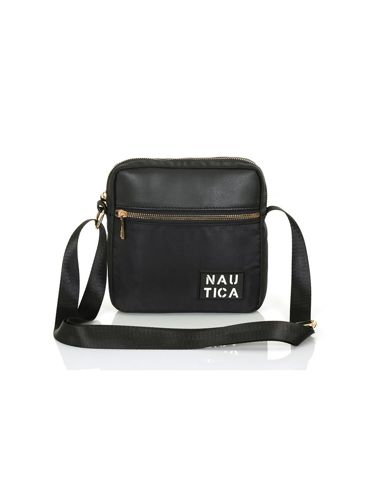 Nautica Unisex Small Lightweight Travel Polyester Sling Bag - Black-image-46
