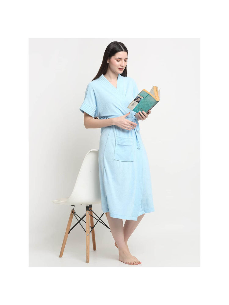 Creeva Sky Blue Micro Terry Bath Robe