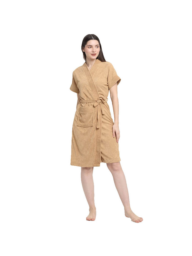 Creeva Beige Micro Terry Bath Robe-picture-27