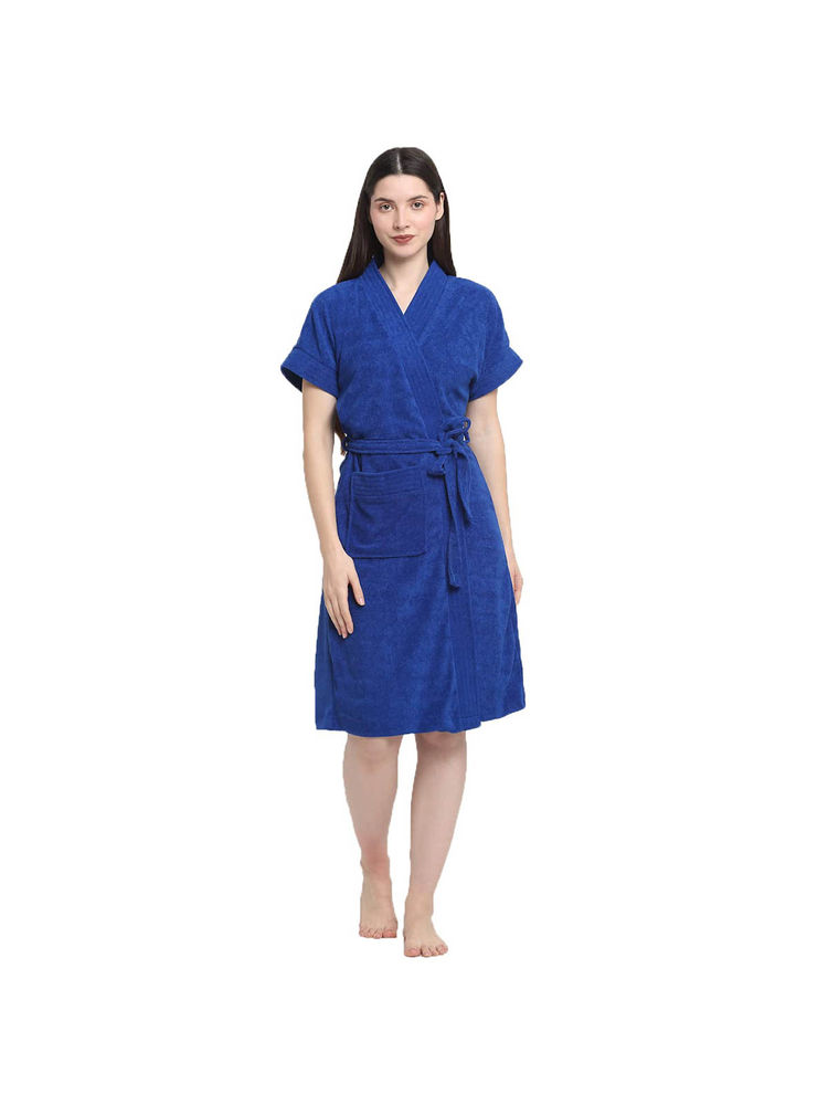 Creeva Royal Blue Micro Terry Bath Robe-image-32