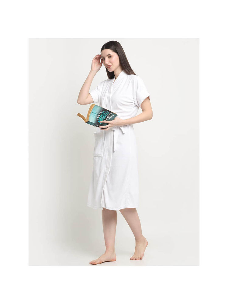 Creeva White Micro Terry Bath Robe-image-43