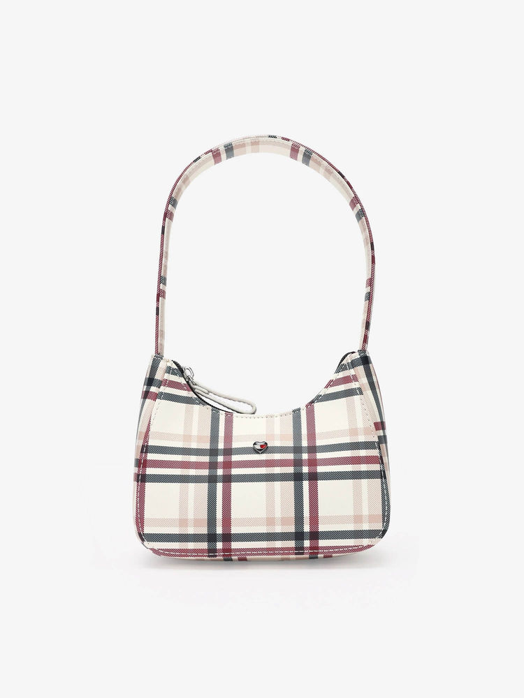 Tommy Hilfiger Checks White Polyester Shoulder Bag-image-5
