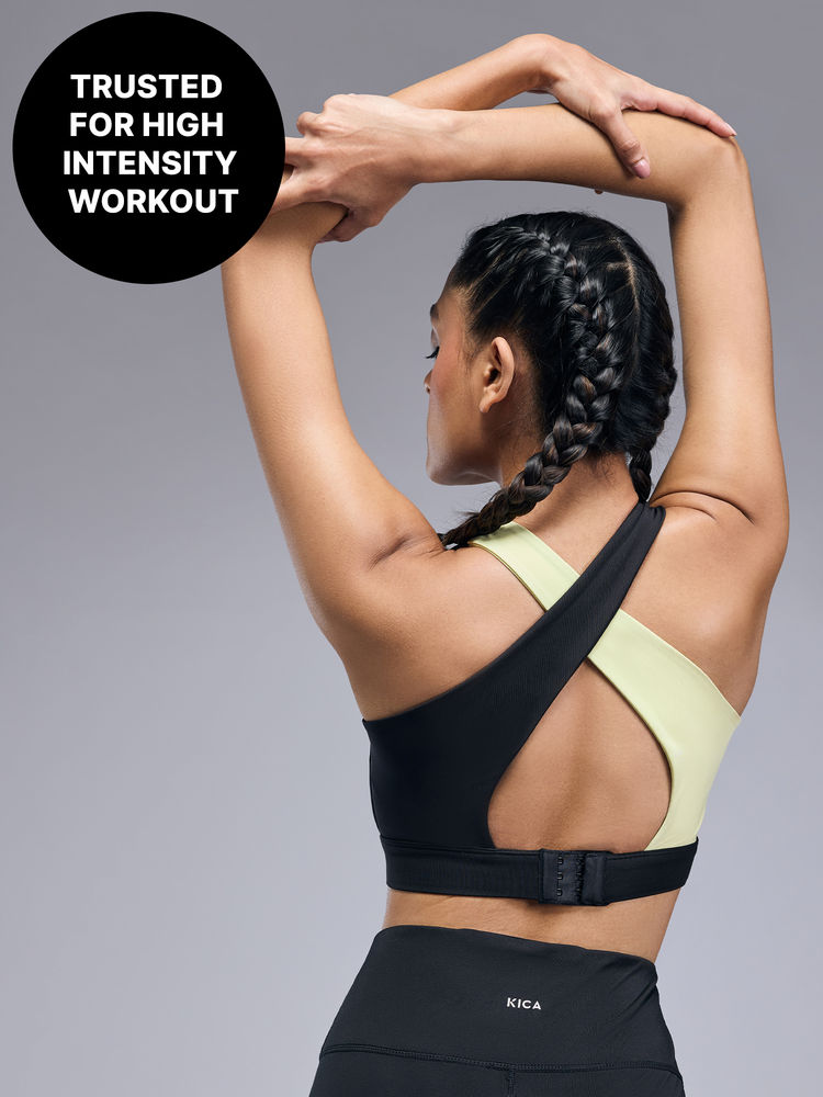 Crostini™ Full Coverage Sports Bra Black & Neon High-Impact Support KICASKN™ Fabric-KIC101 (3XL)-image-5