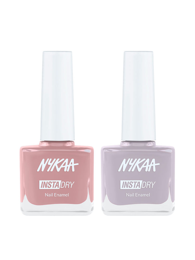 Nykaa Cosmetics Insta Dry Nail Enamel Nude Notification & Mauve Message Combo-image-18