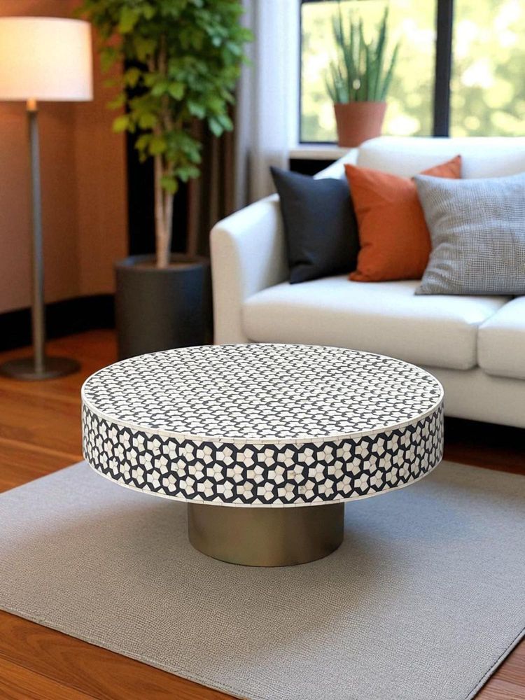 JABRIX Bone Inlay Round Coffee Table -Targua-image-8