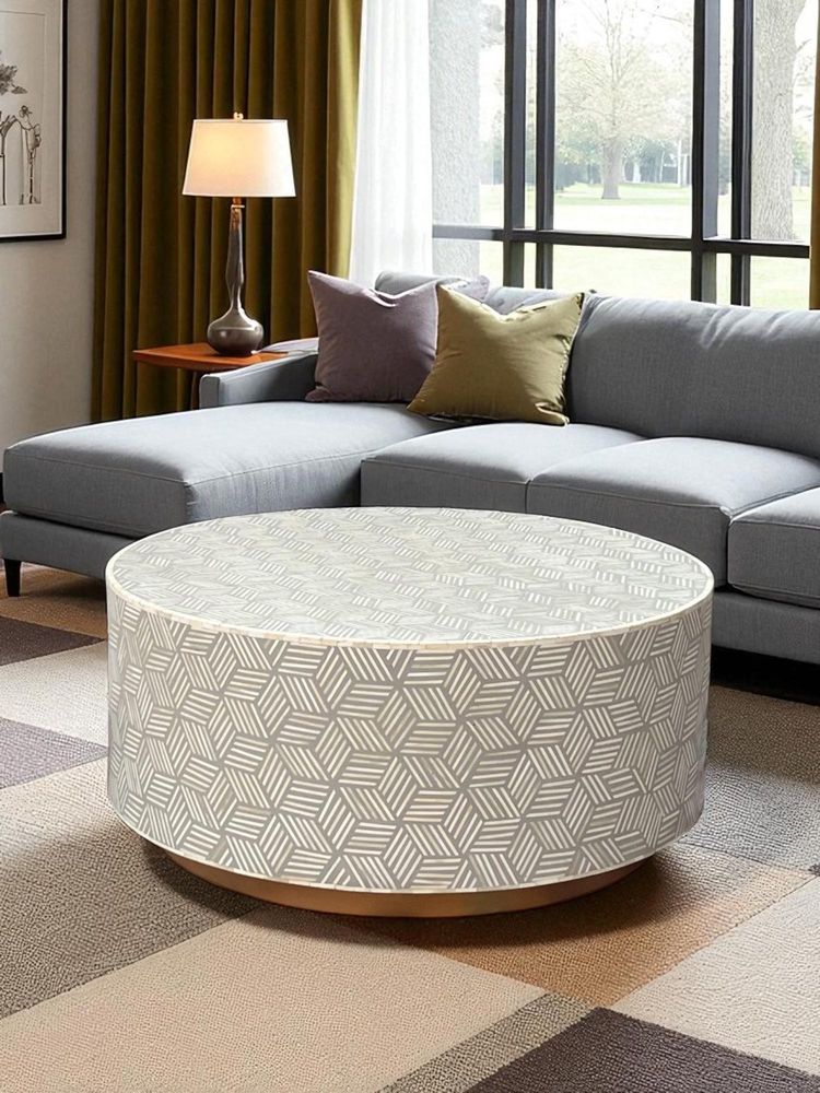 JABRIX Bone Inlay Round Coffee Table -Geo-picture-11