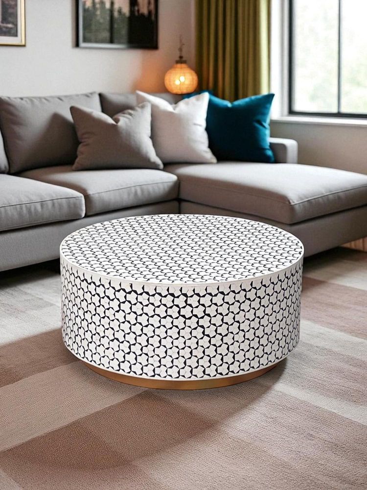 JABRIX Bone Inlay Multi-Color Blue Round Coffee Table -Targua-picture-19