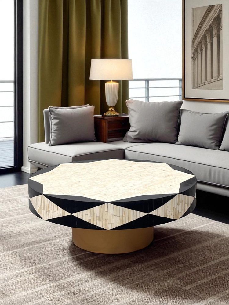 JABRIX Bone Inlay Black Philly Inlay Round Coffee Table -Eliza-picture-26