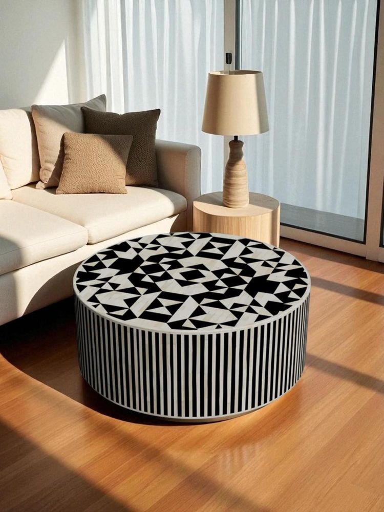 JABRIX Bone Inaly Black Philly Inlay Round Coffee Table - Kingsley-picture-14