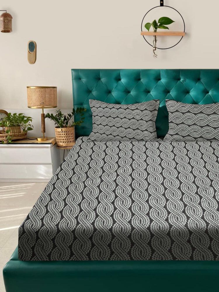 Rosara Home Grey 180 TC Flat 1 Bedsheet with 2 Pillow Covers (Queen)-image-37