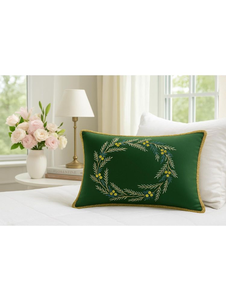 THROW PILLOW Emerald Green Golden Sequence Cushion Cover (One Size)-picture-35